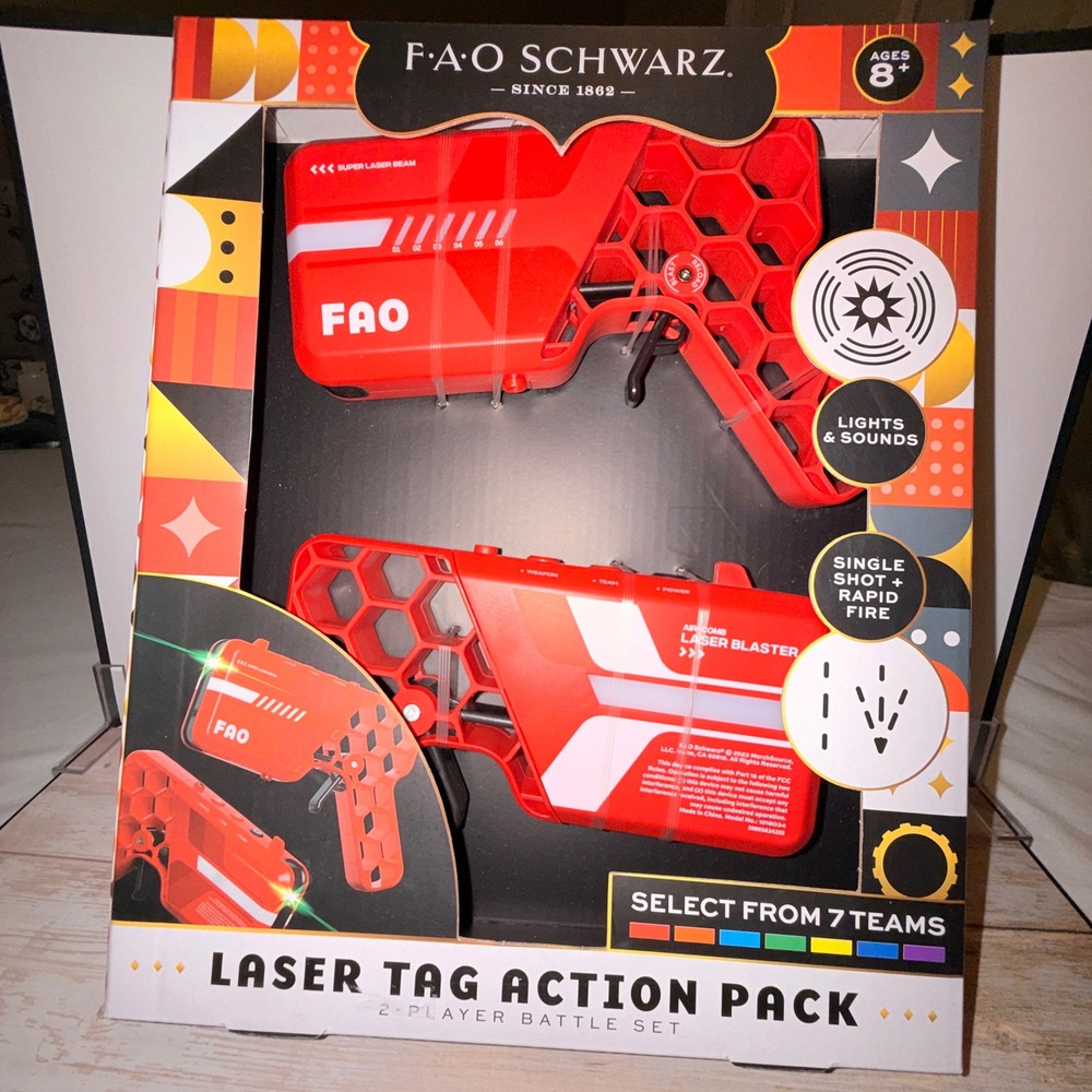 FAO Schwarz Laser Tag Action Pack 2 Player Set Red New 1018034 Lights Sounds